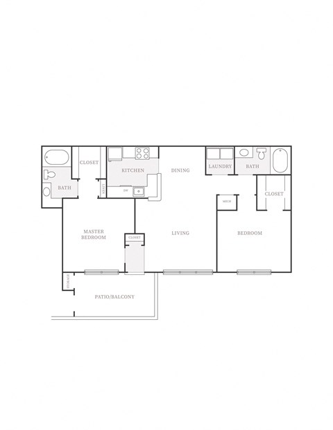 1131 sq.ft. 2 bedroom 2 bath floor plan